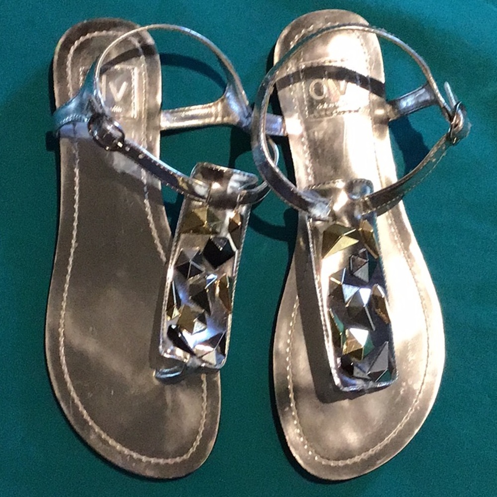 Silver flat sandals